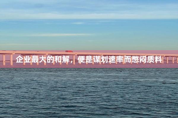 企业最大的和解，便是谋划速率而憋闷质料