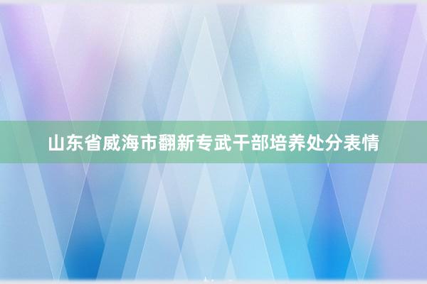 山东省威海市翻新专武干部培养处分表情