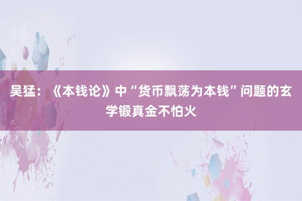 吴猛：《本钱论》中“货币飘荡为本钱”问题的玄学锻真金不怕火