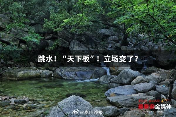 跳水！“天下板”！立场变了？