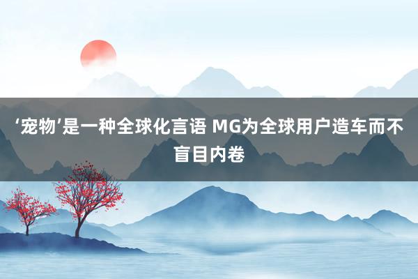 ‘宠物’是一种全球化言语 MG为全球用户造车而不盲目内卷