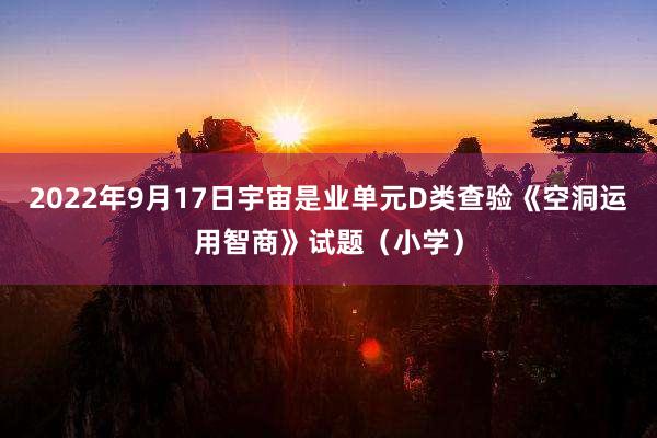2022年9月17日宇宙是业单元D类查验《空洞运用智商》试题（小学）